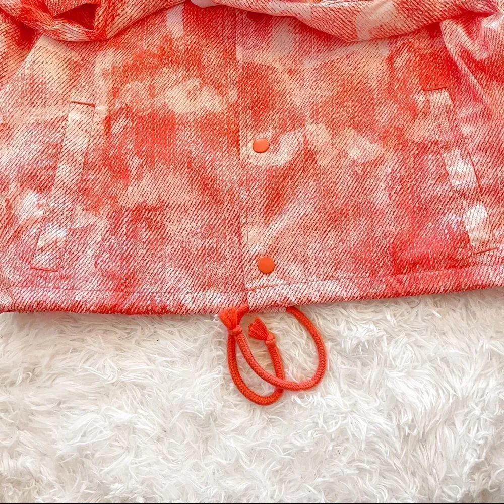 Champion Orange/Pink/White Zipper Tape Coach Cropped Jacket; SZ S; EUC